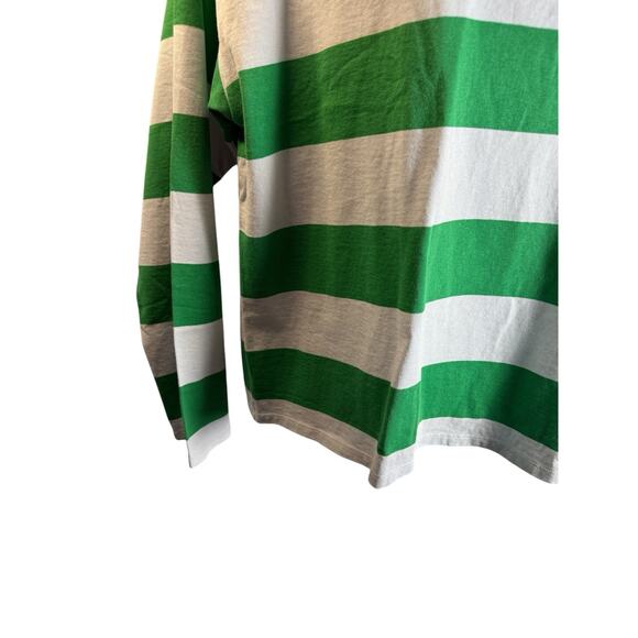 J. Crew Green and White Relaxed 3/4 boat neck shirt - Picture 3 of 9